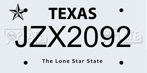 JZX2092 Texas License Plate