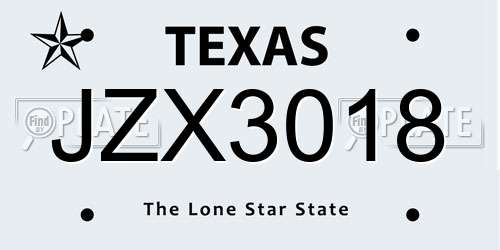 JZX3018 Texas License Plate