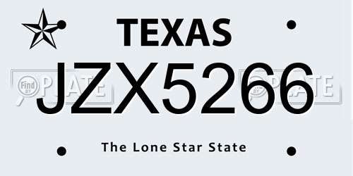 JZX5266 Texas License Plate
