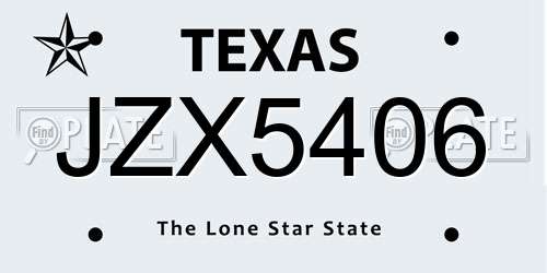 JZX5406 Texas License Plate