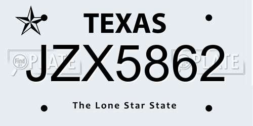 JZX5862 Texas License Plate
