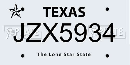 JZX5934 Texas License Plate