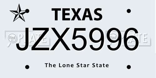 JZX5996 Texas License Plate
