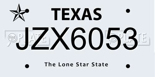 JZX6053 Texas License Plate