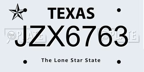 JZX6763 Texas License Plate