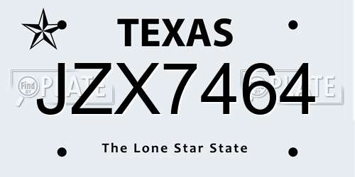 JZX7464 Texas License Plate