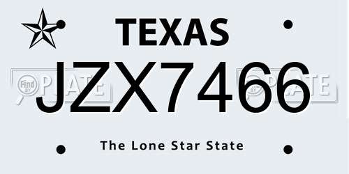 JZX7466 Texas License Plate