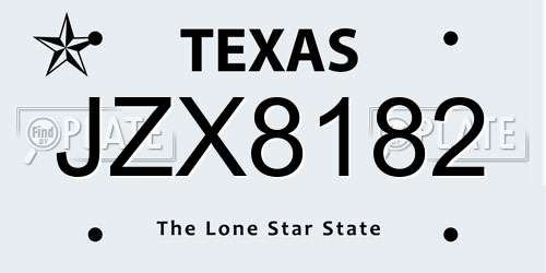 JZX8182 Texas License Plate