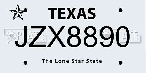 JZX8890 Texas License Plate