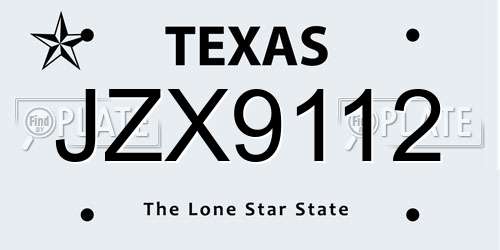 JZX9112 Texas License Plate