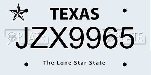 JZX9965 Texas License Plate