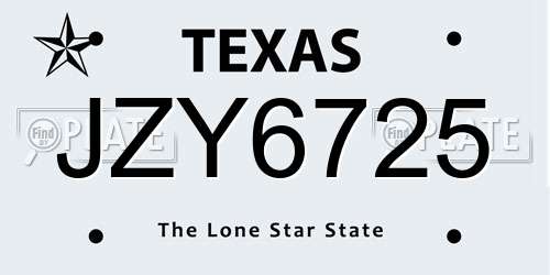 JZY6725 Texas License Plate