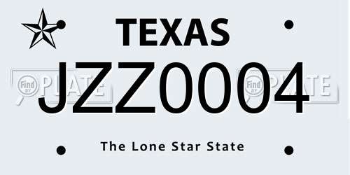 JZZ0004 Texas License Plate
