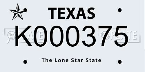 K000375 Texas License Plate