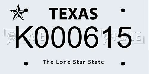 K000615 Texas License Plate
