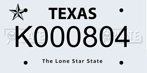 K000804 Texas License Plate