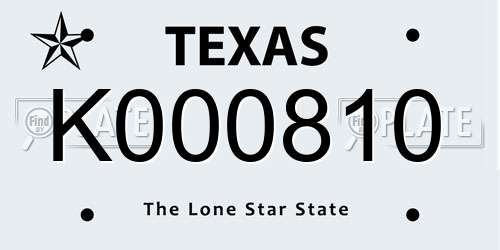 K000810 Texas License Plate