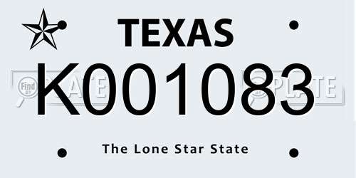 K001083 Texas License Plate
