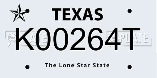 K00264T Texas License Plate