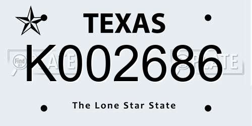 K002686 Texas License Plate