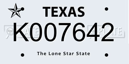 K007642 Texas License Plate