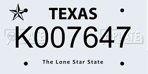 K007647 Texas License Plate