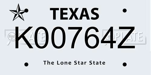 K00764Z Texas License Plate