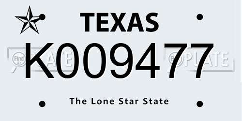 K009477 Texas License Plate
