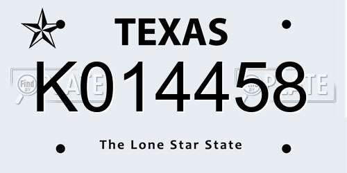 K014458 Texas License Plate