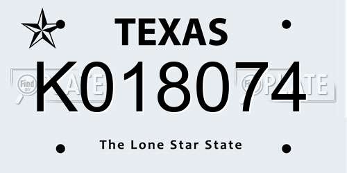 K018074 Texas License Plate