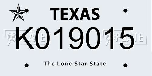 K019015 Texas License Plate