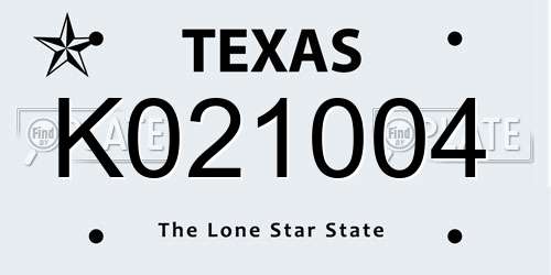 K021004 Texas License Plate