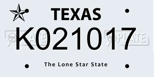 K021017 Texas License Plate