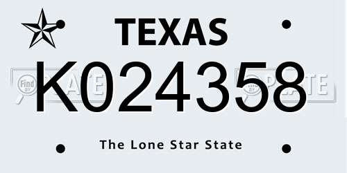 K024358 Texas License Plate