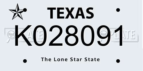 K028091 Texas License Plate