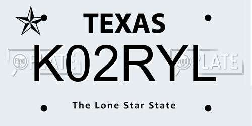 K02RYL Texas License Plate