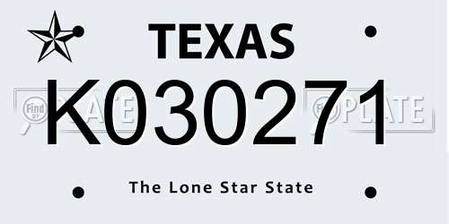 K030271 Texas License Plate