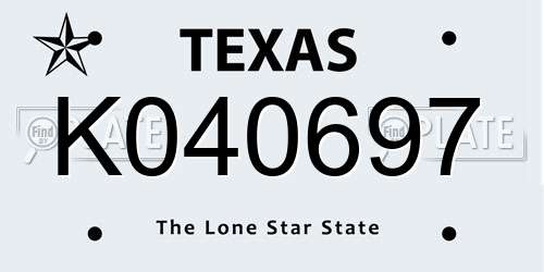 K040697 Texas License Plate