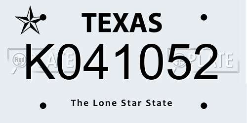 K041052 Texas License Plate