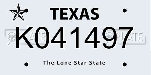 K041497 Texas License Plate