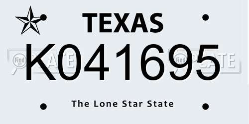 K041695 Texas License Plate