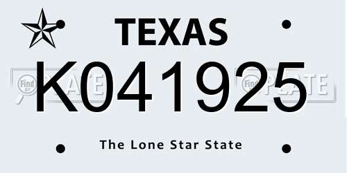 K041925 Texas License Plate