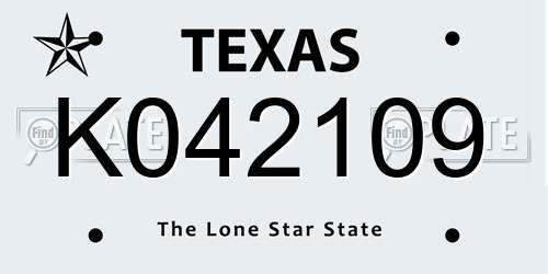 K042109 Texas License Plate