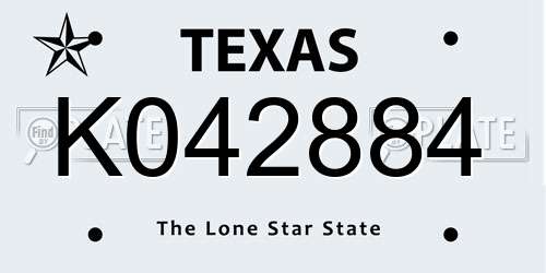 K042884 Texas License Plate