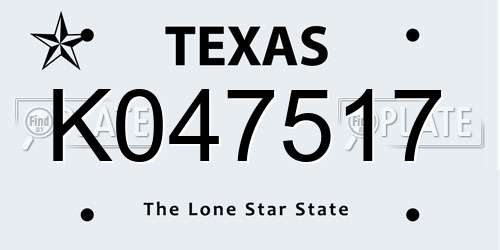 K047517 Texas License Plate