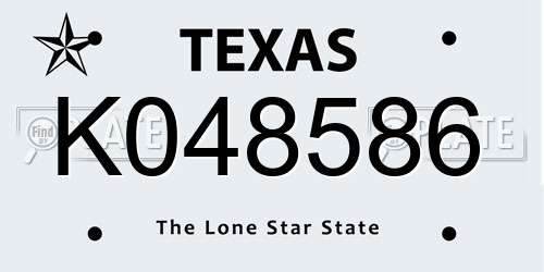 K048586 Texas License Plate