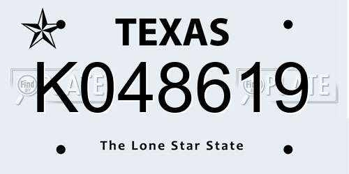 K048619 Texas License Plate