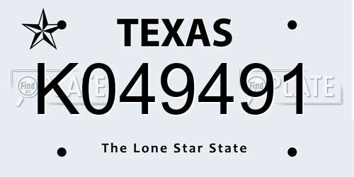 K049491 Texas License Plate