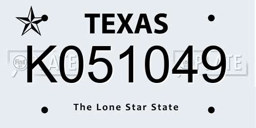 K051049 Texas License Plate