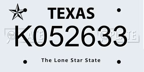 K052633 Texas License Plate